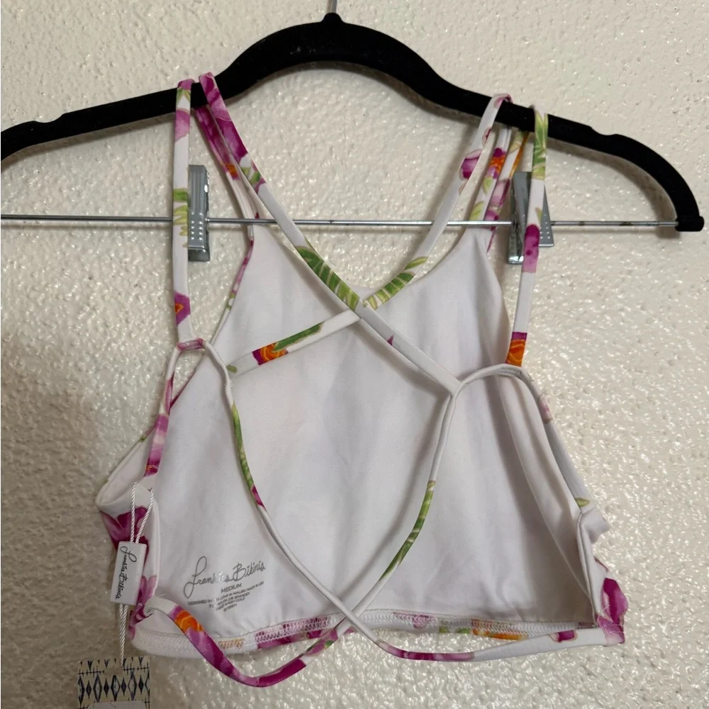 Frankies Bikinis Marley floral halter tropical bouquet bikini top NWT sizeMedium